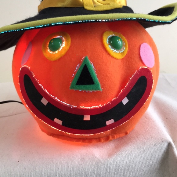 VTG Jack O Lantern Gemmy Michael’s LED light up silly face Witch hat Halloween - Picture 7 of 11